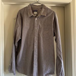 Mens patagonia button down grey gingham large